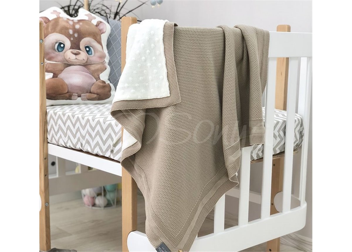 Плед вязаный WellSoft Рогожка кофе 80х100 Маленькая Соня