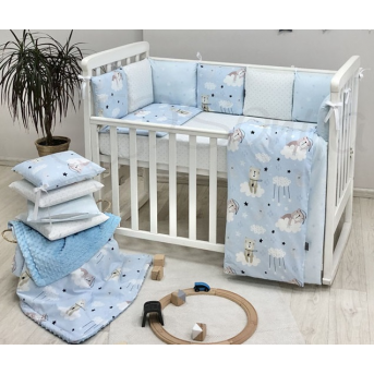 Комплект Baby Design Коты в облаках голубой (6 предметов) для круглых кроваток Маленькая Соня