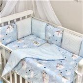 Комплект Baby Design Коты в облаках голубой (6 предметов) для круглых кроваток Маленькая Соня
