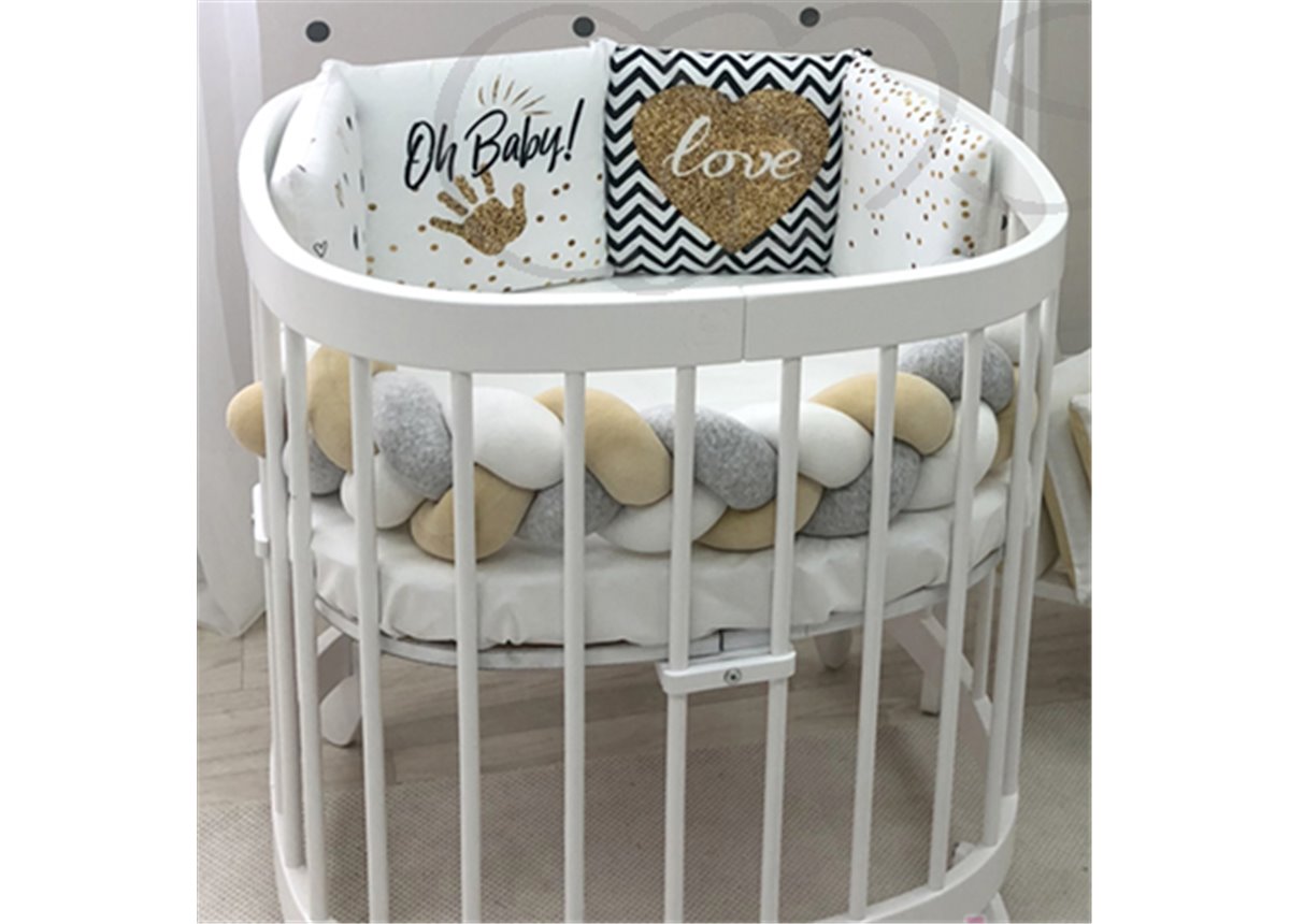 Комплект Art Design Oh Baby золотой (6 предметов) для круглых кроваток Маленькая Соня