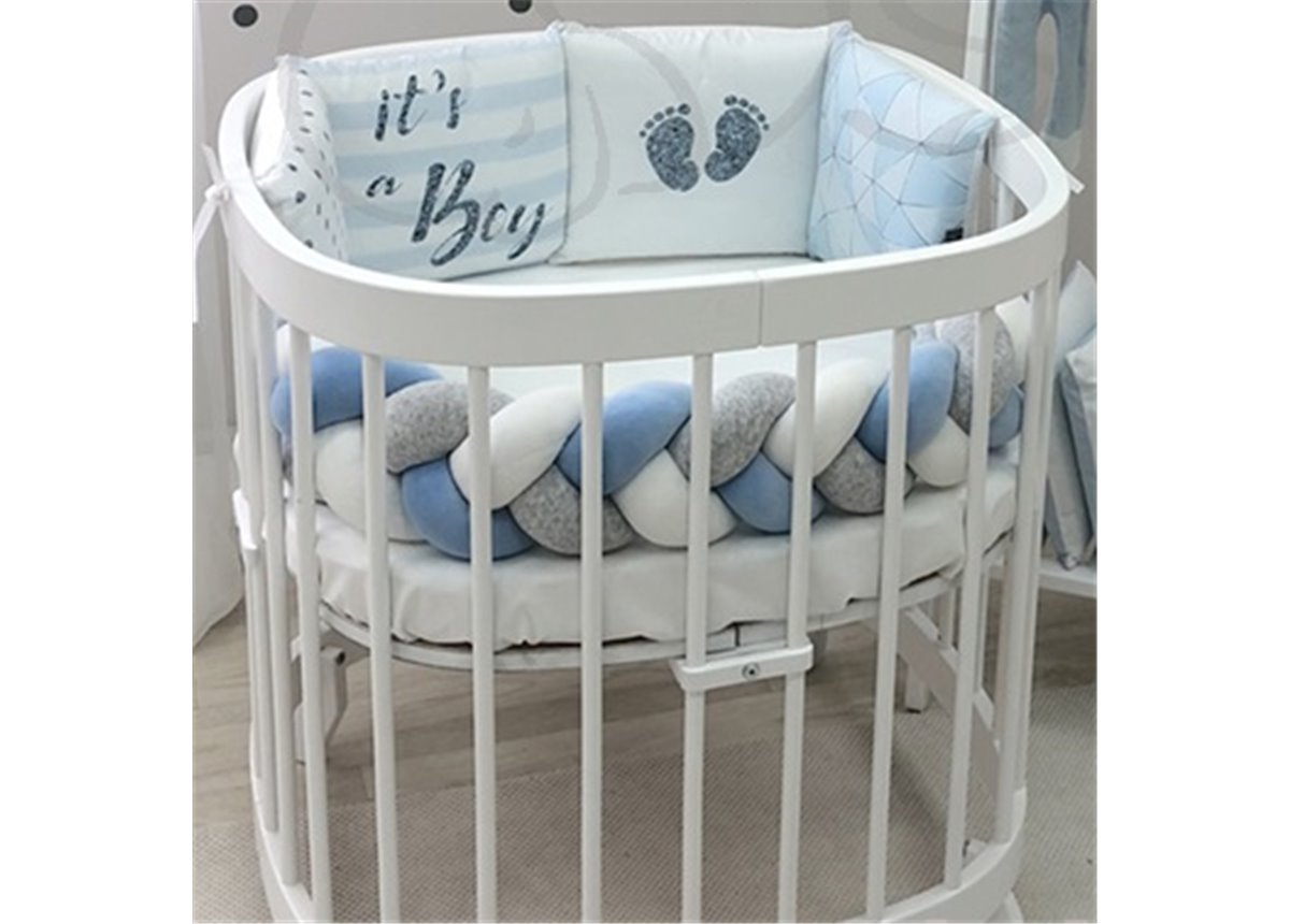 Комплект Art Design Геометрия голубая (6 предметов) для круглых кроваток Маленькая Соня