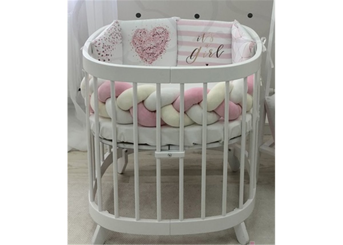 Комплект Art Design Геометрия розовая (6 предметов) для круглых кроваток Маленькая Соня