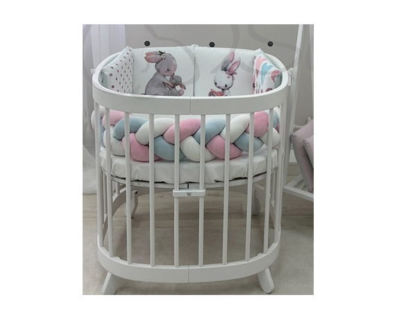 Комплект Art Design Зайчики розовый (6 предметов) для круглых кроваток Маленькая Соня