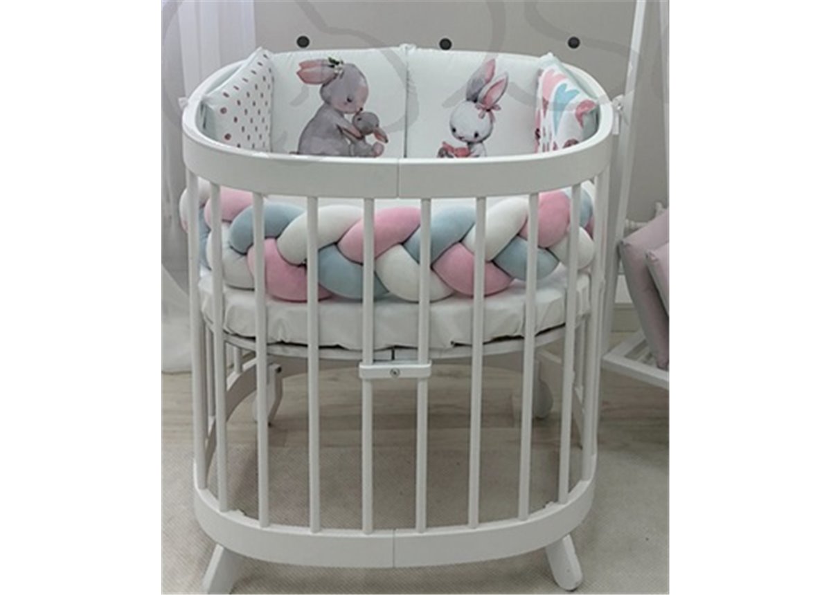 Комплект Art Design Зайчики розовый (6 предметов) для круглых кроваток Маленькая Соня