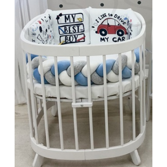 Комплект Art Design Машинки голубой (6 предметов) для круглых кроваток Маленькая Соня