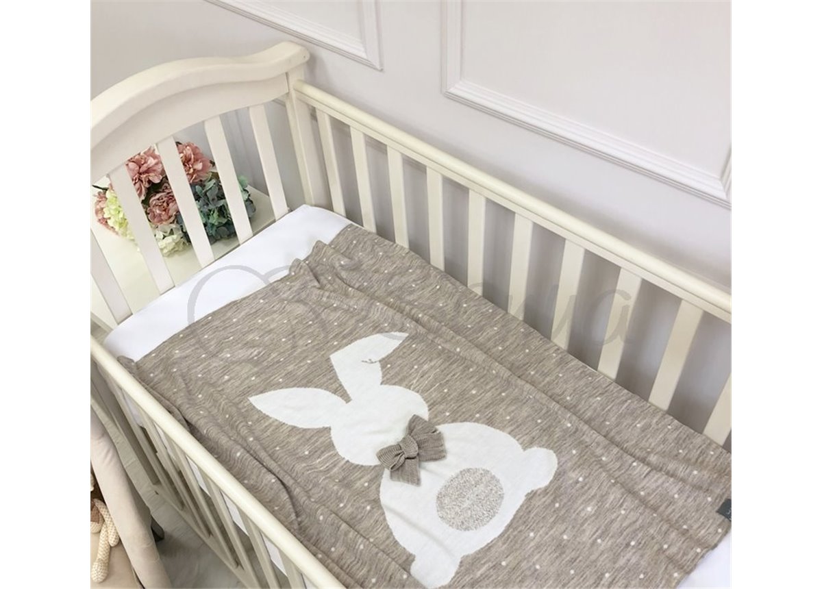 Плед вязаный "Зайка" бежевый 80х100 Маленькая Соня