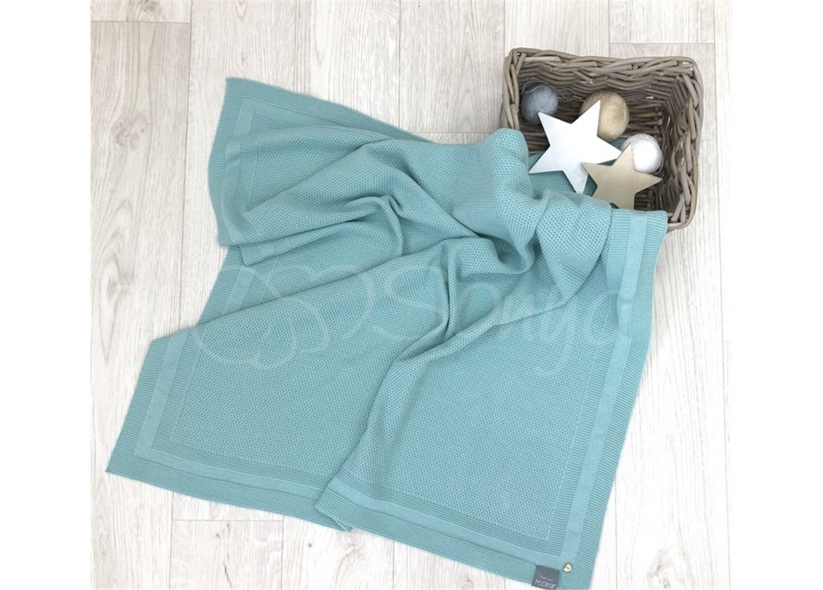 Плед вязаный "Рогожка" 80х100 мятный Маленькая Соня