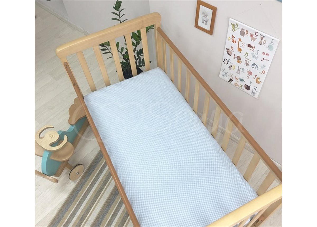 Простынь детская голубая клетка н/р 60х120 Маленькая Соня