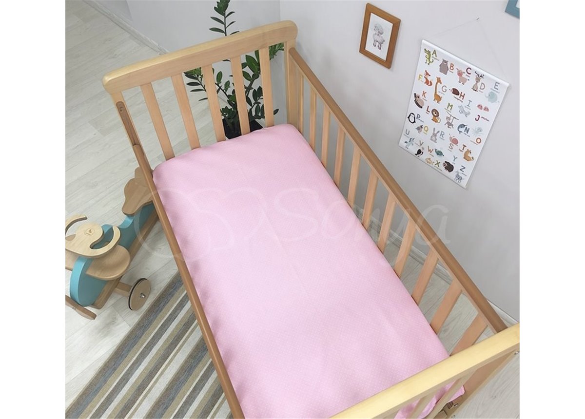 Простынь детская горошек на розовом н/р 60х120 Маленькая Соня