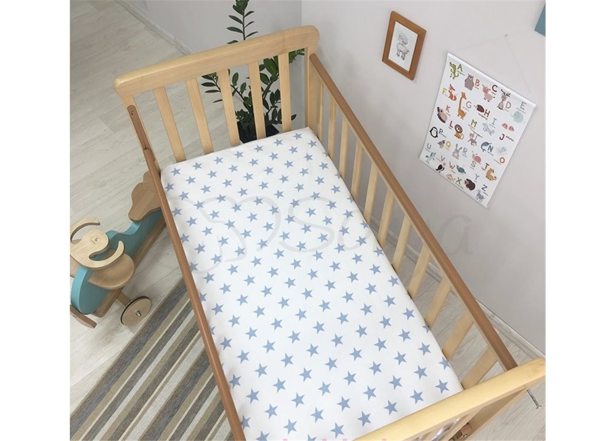 Простынь детская звезда крупная голубая на белом н/р 60х120 Маленькая Соня