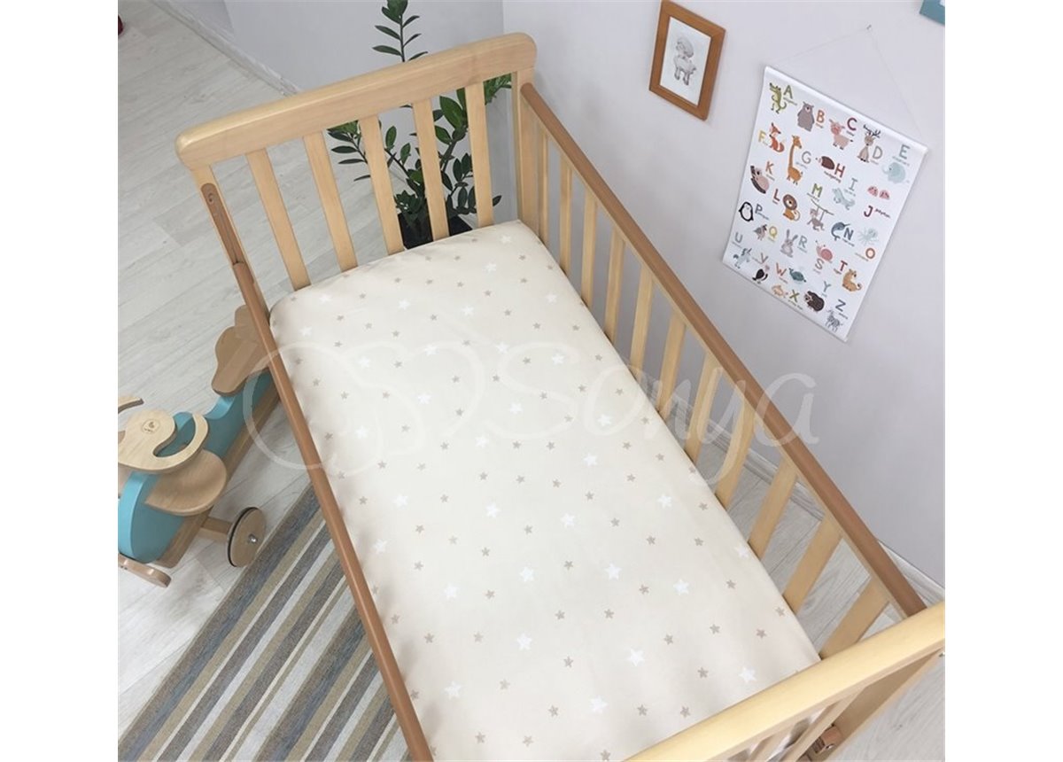 Простынь детская звездочка на бежевом н/р 60х120 Маленькая Соня