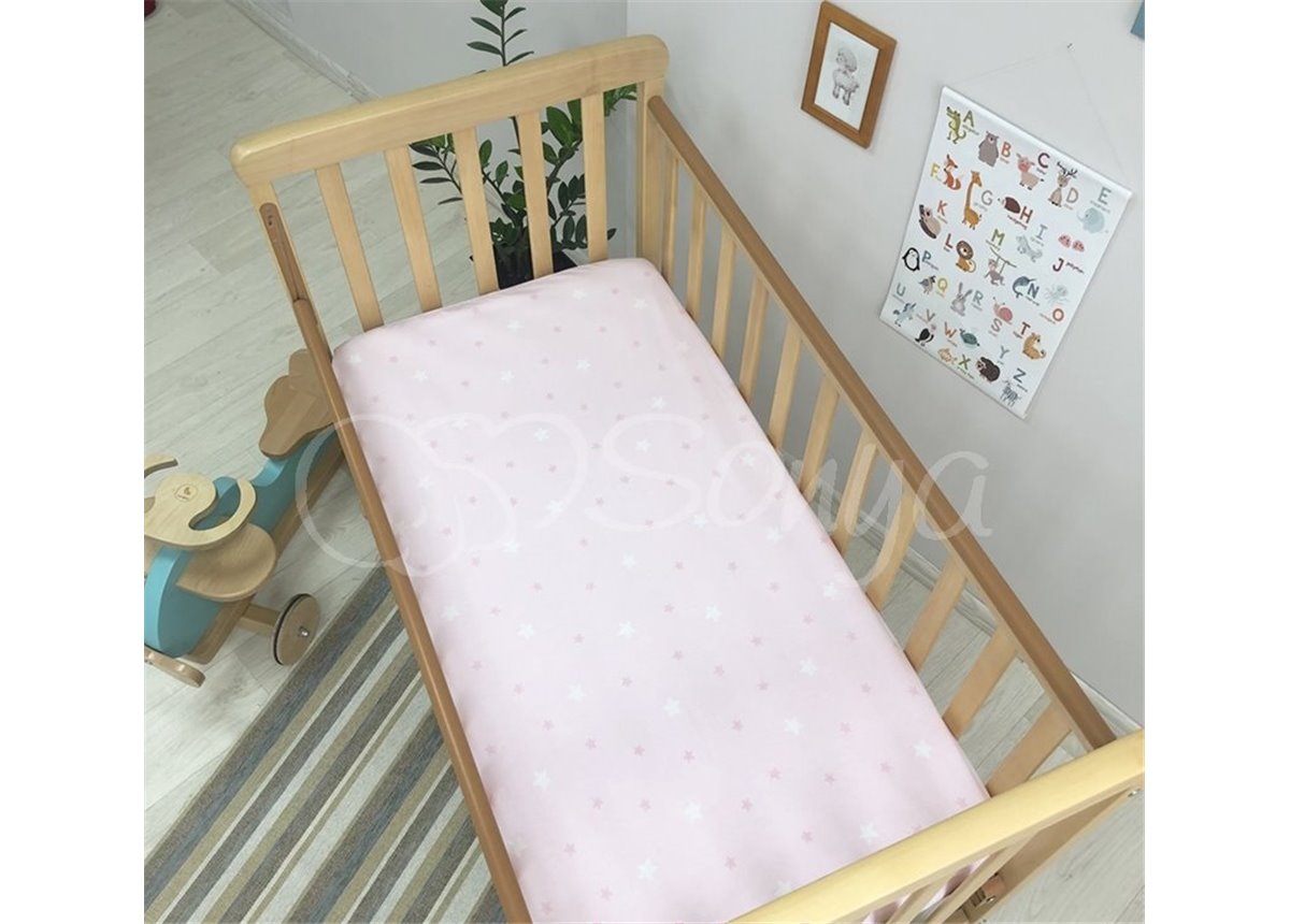 Простынь детская звездочка на розовом н/р 60х120 Маленькая Соня