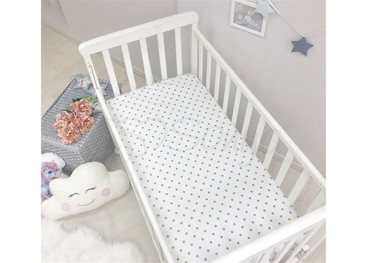 Простынь детская Shine серебро горох 60х120 Маленькая Соня
