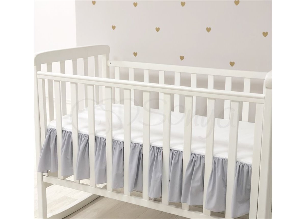 Простынь однотонная с юбкой серый н/р 60х120 Маленькая Соня