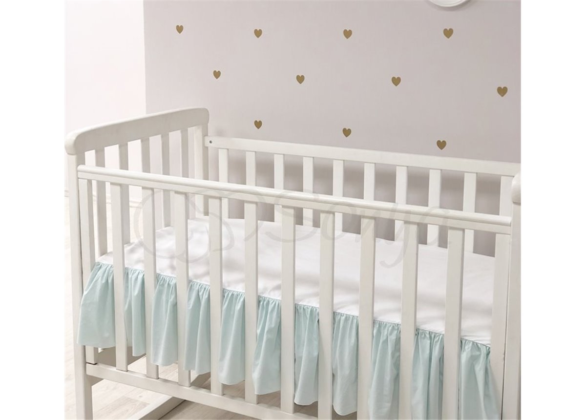 Простынь однотонная с юбкой мята н/р 60х120 Маленькая Соня