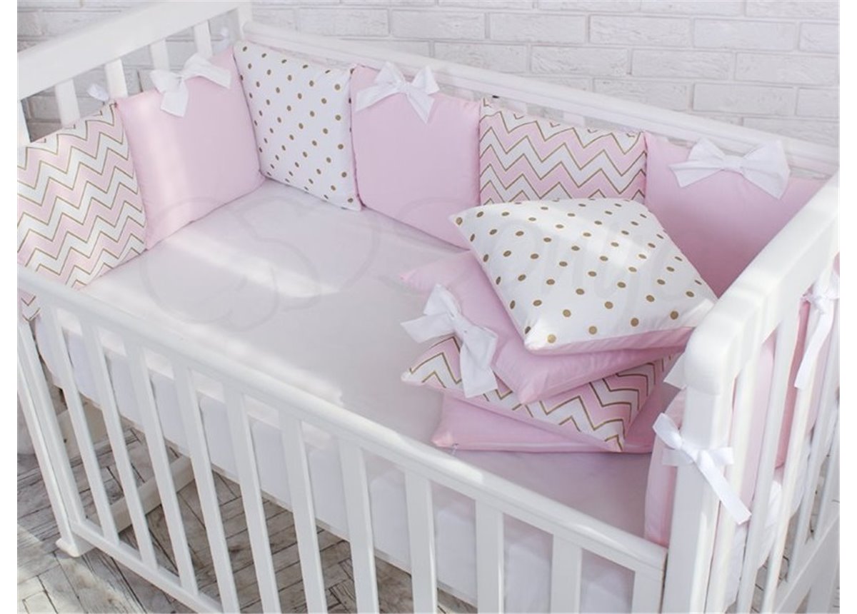 Защита Shine зигзаг+ простыня Маленькая Соня розовый