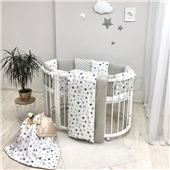 Комплект Baby Design Stars серо-бежевый (6 предметов) для круглых кроваток Маленькая Соня