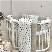 Комплект Baby Design Stars серо-бежевый (6 предметов) для круглых кроваток Маленькая Соня