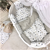 Комплект Baby Design Stars серо-бежевый (6 предметов) для круглых кроваток Маленькая Соня