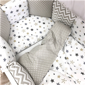 Комплект Baby Design Stars серо-бежевый (6 предметов) для круглых кроваток Маленькая Соня