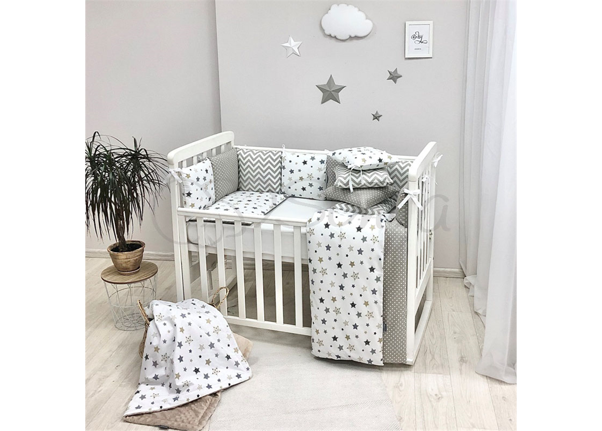 Комплект Baby Design Stars серо-бежевый (6 предметов) Маленькая Соня