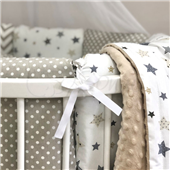 Бортики для круглых кроваток Baby Design Stars серо-бежевый + простынь Маленькая Соня
