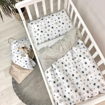 Сменный комплект постельного белья Baby Design Stars серо-бежевый Маленькая Соня