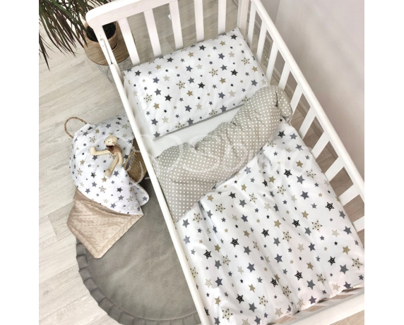 Сменный комплект постельного белья Baby Design Stars серо-бежевый Маленькая Соня