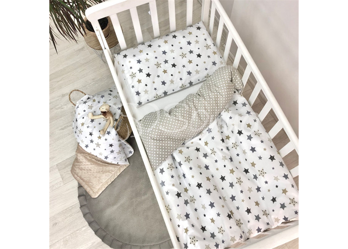 Сменный комплект постельного белья Baby Design Stars серо-бежевый Маленькая Соня
