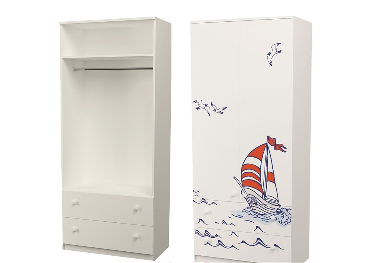 Шкаф с двумя ящиками верх для одежды Корабль 211x80x50