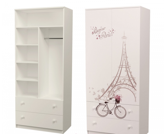 Шкаф с двумя ящиками (верх комбинированный) Париж MebelKon 50x90x211