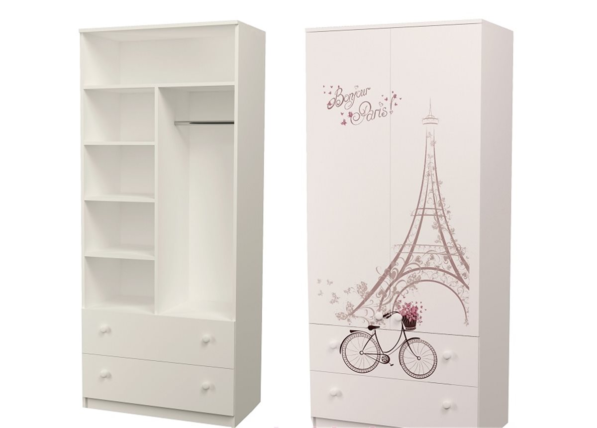 Шкаф с двумя ящиками (верх комбинированный) Париж MebelKon 50x90x211