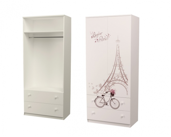 Шкаф с двумя ящиками верх для одежды Париж MebelKon 50x90x211