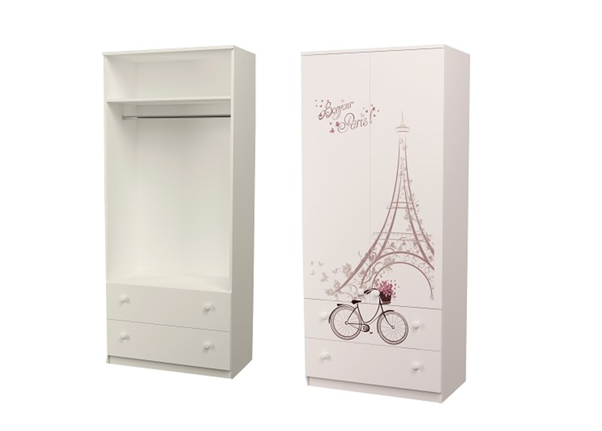 Шкаф с двумя ящиками верх для одежды Париж MebelKon 50x100x211