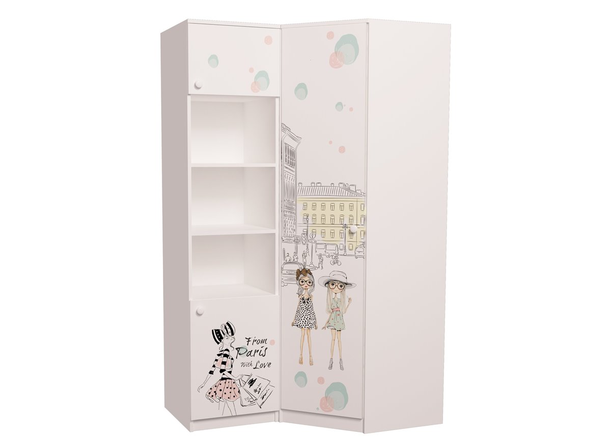 Пенал с двумя дверками и шкаф-трапеция Гламур MebelKon 211х122х50