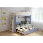 Кровать чердак трехместная WoodMart КЧТ 102-1 Бежевый + Коричневый