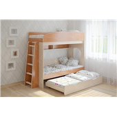 Кровать чердак трехместная WoodMart КЧТ 102-1 Бежевый + Коричневый