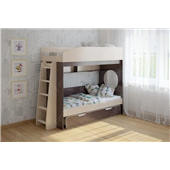 Кровать чердак трехместная WoodMart КЧТ 102-1 Бежевый + Коричневый