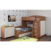 Кровать - чердак двухместная WoodMart КЧД 103 Коричневый + Бежевый