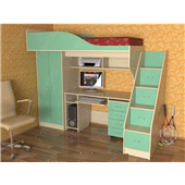 Кровать-чердак со столом одноместная WoodMart КЧО 119-1 Бежевый + Коричневый