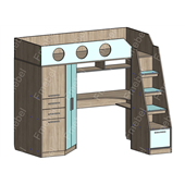 Кровать-чердак со столом КЧО 112 Fmebel 