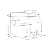 Кровать-чердак со столом Легенда 9.2 Fmebel 80х180