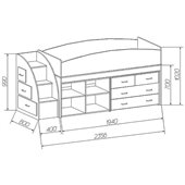 Кровать-чердак низкая МКЧ 106 Fmebel 