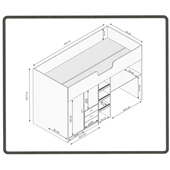 Кровать-чердак со столом ДМ 9043 Fmebel 90х190