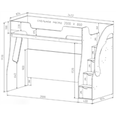 Кровать-чердак со столом КЧД 12 Fmebel 80x200