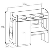 Кровать-чердак со столом КЧО 101 Fmebel 