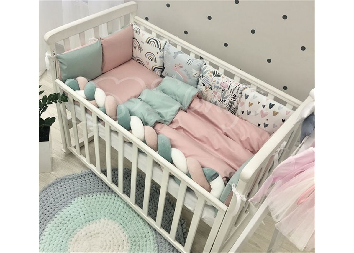 Комплект Art Desing + бортик "Коса" Зайци радуги (6 предметов) Маленькая Соня