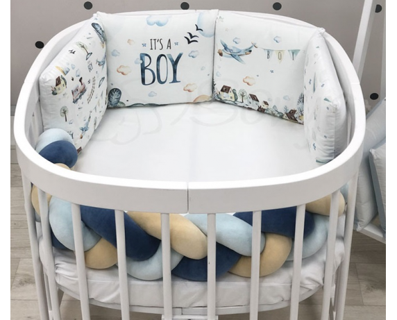 Комплект для круглых кроваток Art Desing + бортик "Коса" Boy Маленькая Соня