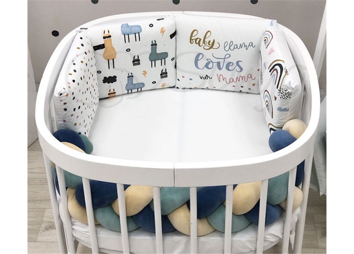Комплект для круглых кроваток Art Desing + бортик "Коса" Ламы Маленькая Соня