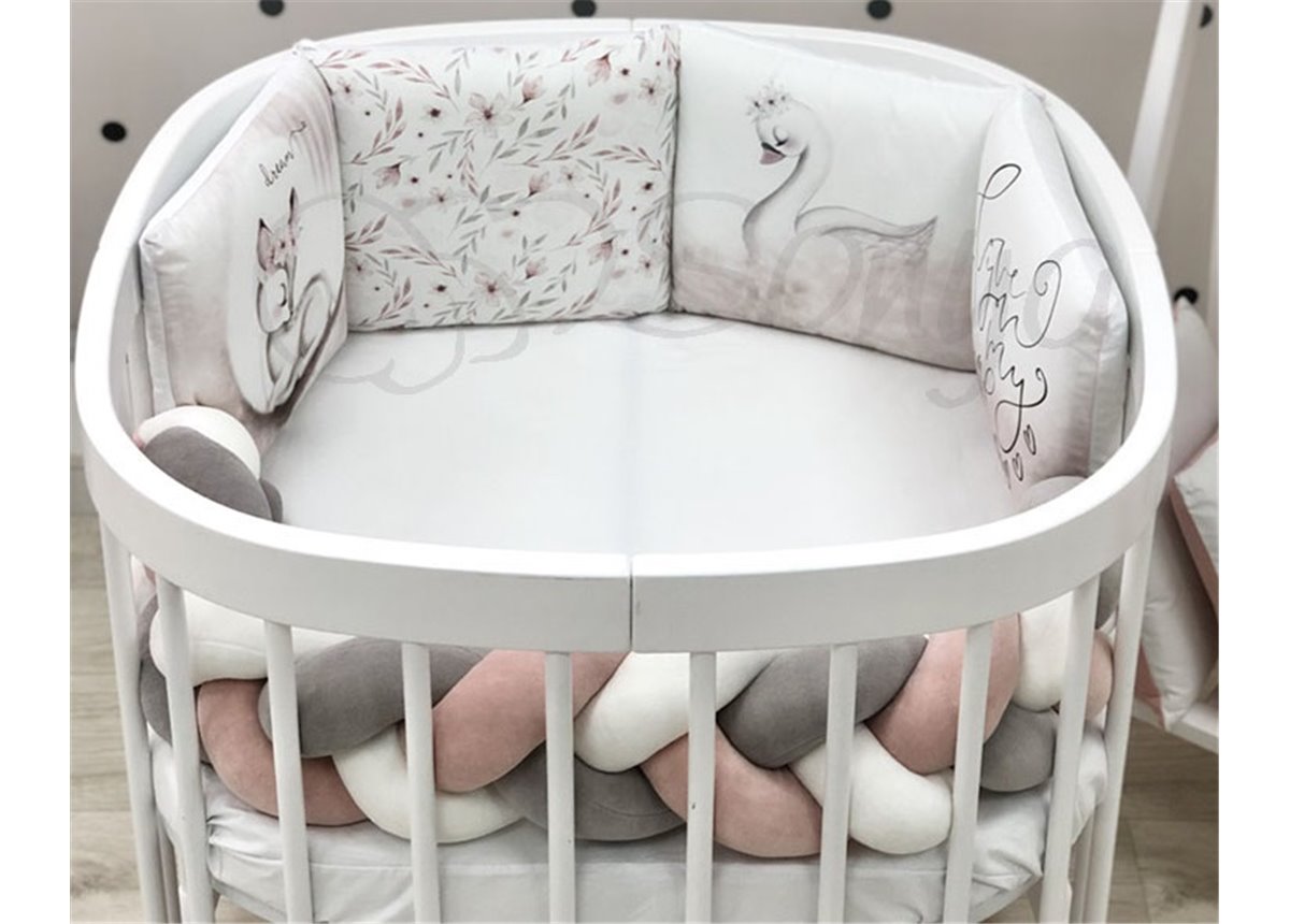 Комплект для круглых кроваток Art Desing + бортик "Коса" Оленёнок Маленькая Соня